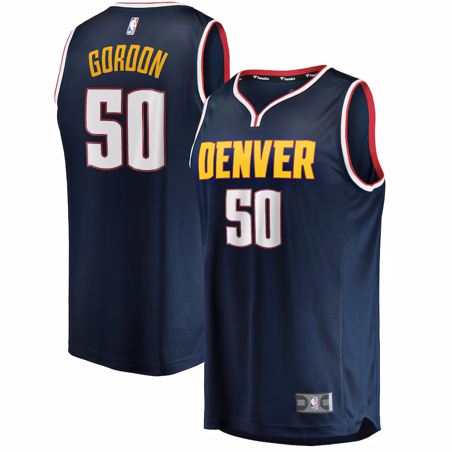 Men's Denver Nuggets Aaron Gordon Fanatics Navy 2020/21 Fast Break Road Replica Jersey - Icon Edition - Ujersey Shop