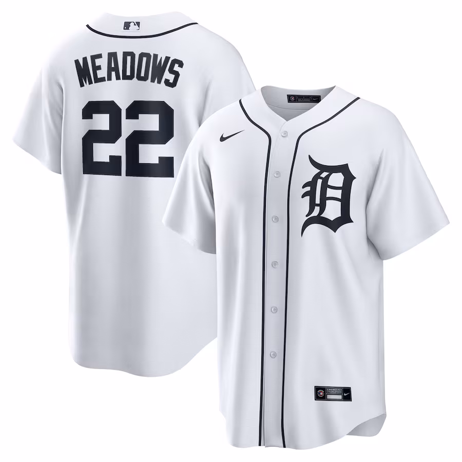Men's Detroit Tigers Parker Meadows Nike White Home Replica Jersey - Ujersey Shop