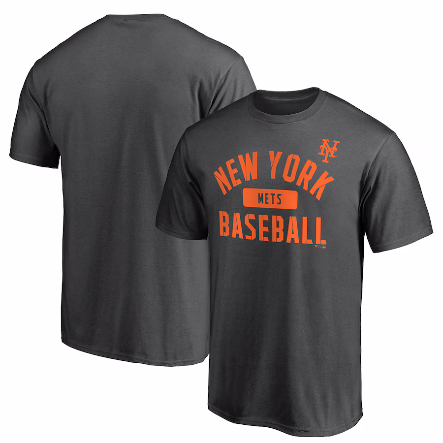 Men's New York Mets Charcoal Team Primary Pill T-Shirt - Ujersey Shop