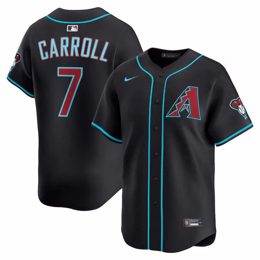 Men's Arizona Diamondbacks Corbin Carroll Nike Black Alternate Limited Player Jersey - Ujersey Shop