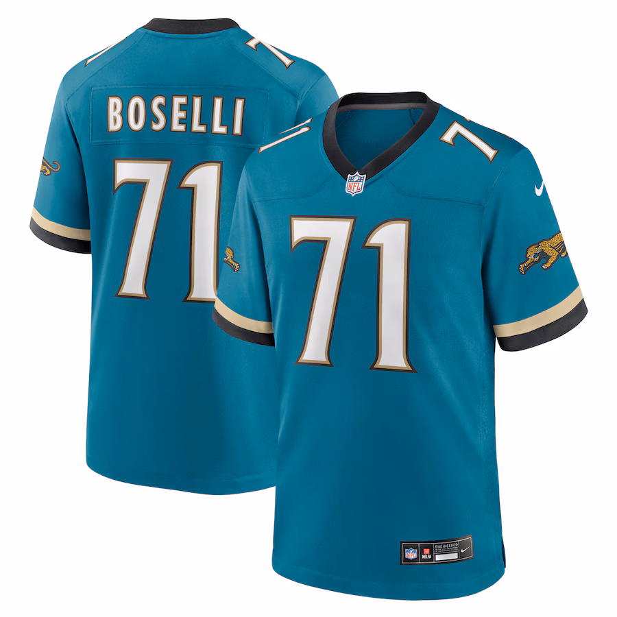 Men's Jacksonville Jaguars Tony Boselli Nike Teal Prowler Throwback Retired Player Game Jersey - Ujersey Shop
