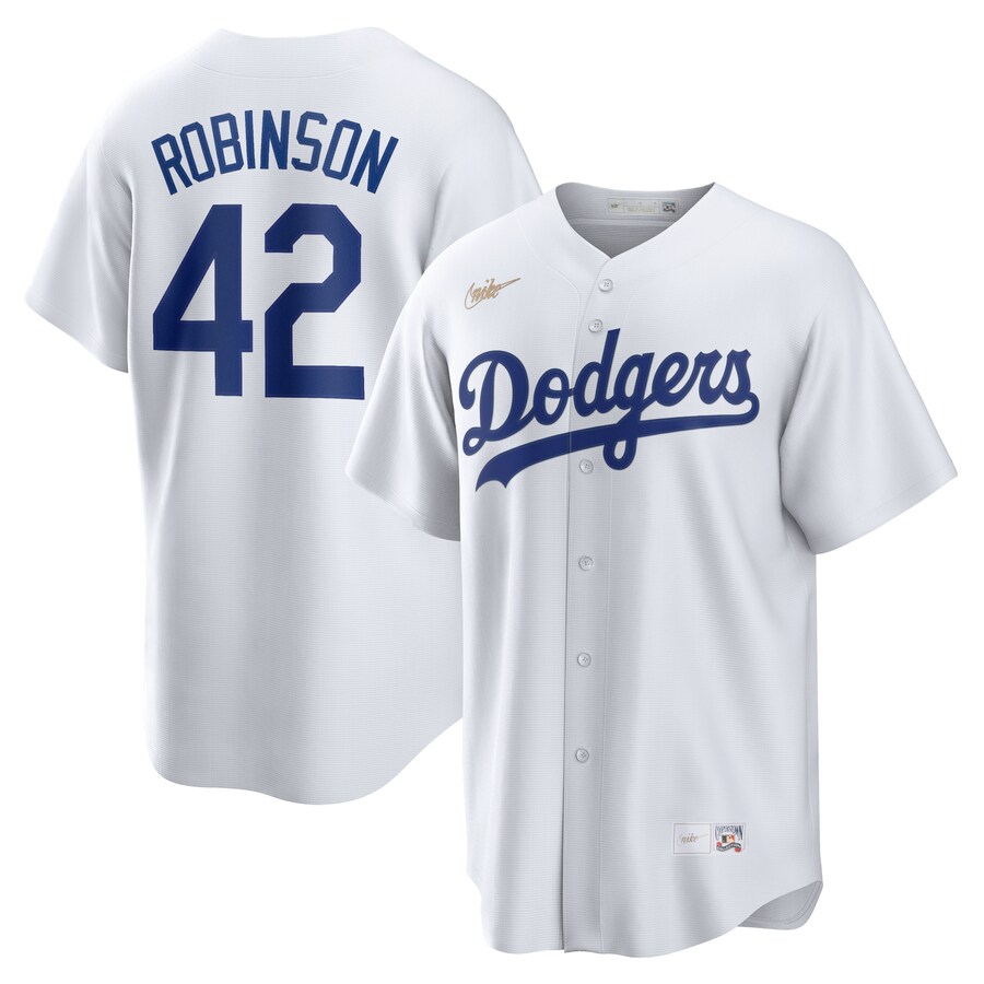 Men's Brooklyn Dodgers Jackie Robinson Nike White Home Cooperstown Collection Player Jersey - Ujersey Shop