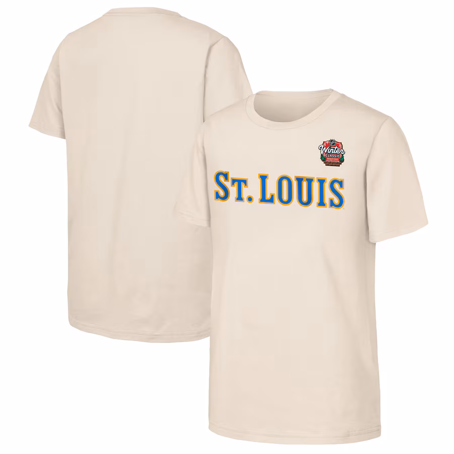 Youth St. Louis Blues Tan 2025 NHL Winter Classic Primary Logo T-Shirt - Ujersey Shop