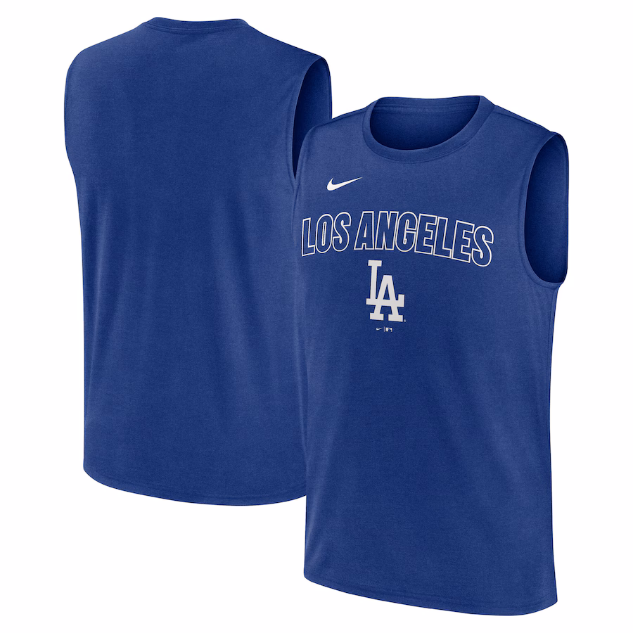 Men's Los Angeles Dodgers Nike Royal Knockout Performance Muscle Tank Top - Ujersey Shop