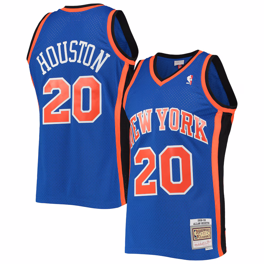 Men's New York Knicks Allan Houston Mitchell & Ness Blue Hardwood Classics Swingman Jersey - Ujersey Shop
