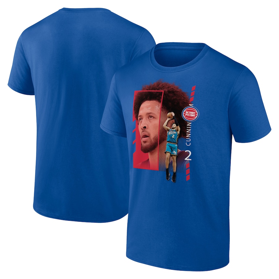 Men's Detroit Pistons Cade Cunningham Royal Jump Pass T-Shirt - Ujersey Shop
