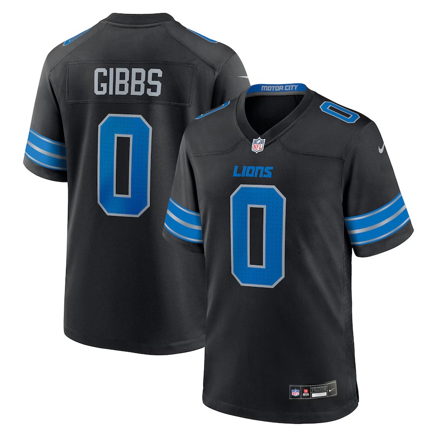 Men's Detroit Lions Jahmyr Gibbs Nike Black 2nd Alternate Game Player Jersey - Ujersey Shop
