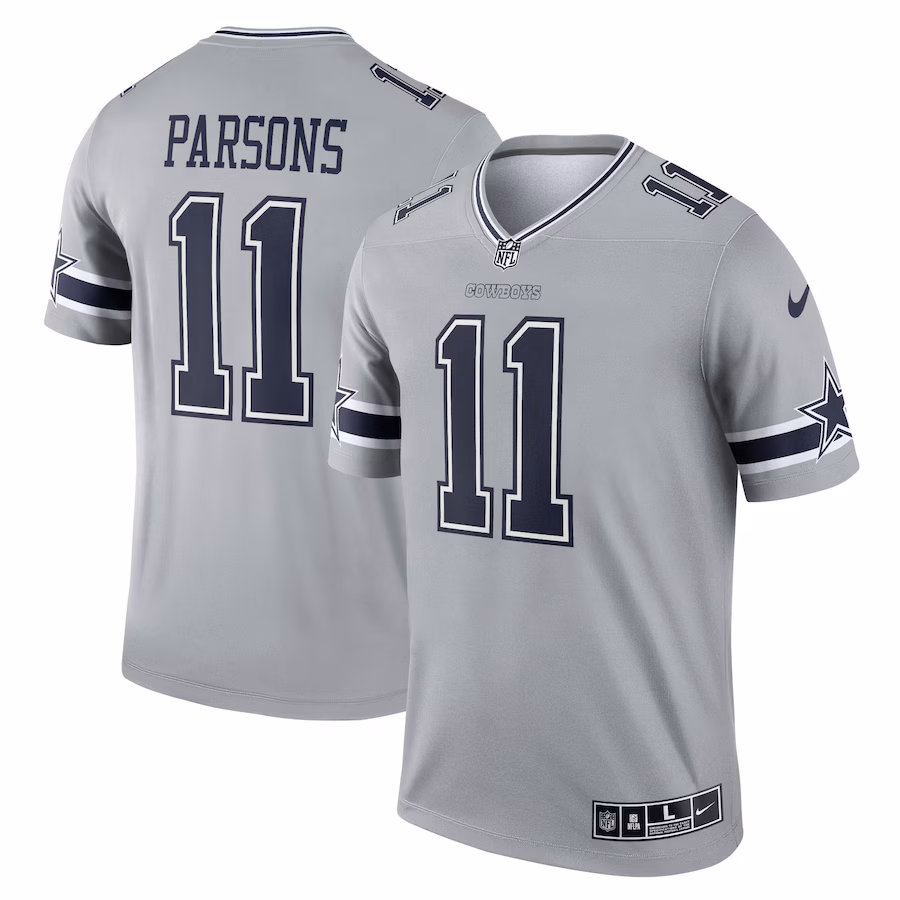Men's Dallas Cowboys Micah Parsons Nike Gray Inverted Legend Player Performance Top - Ujersey Shop