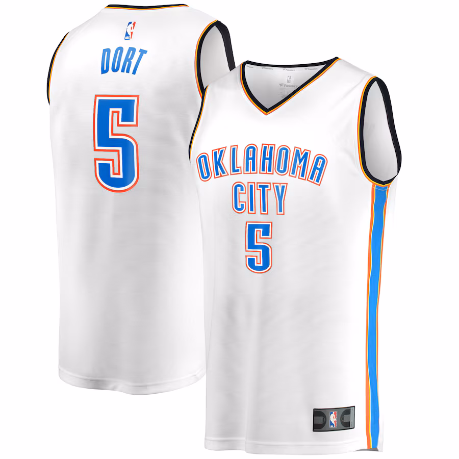 Men's Oklahoma City Thunder Luguentz Dort Fanatics White Fast Break Player Jersey - Association Edition - Ujersey Shop