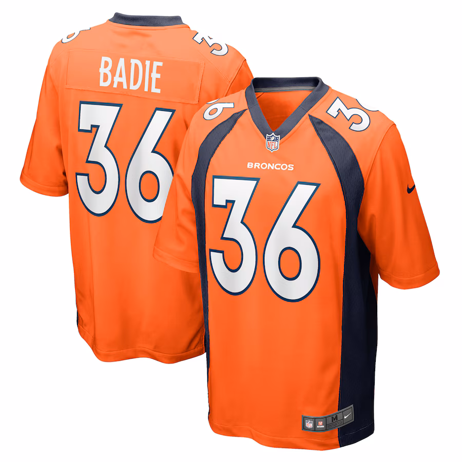 Men's Denver Broncos Tyler Badie Nike  Orange Team Game Jersey - Ujersey Shop