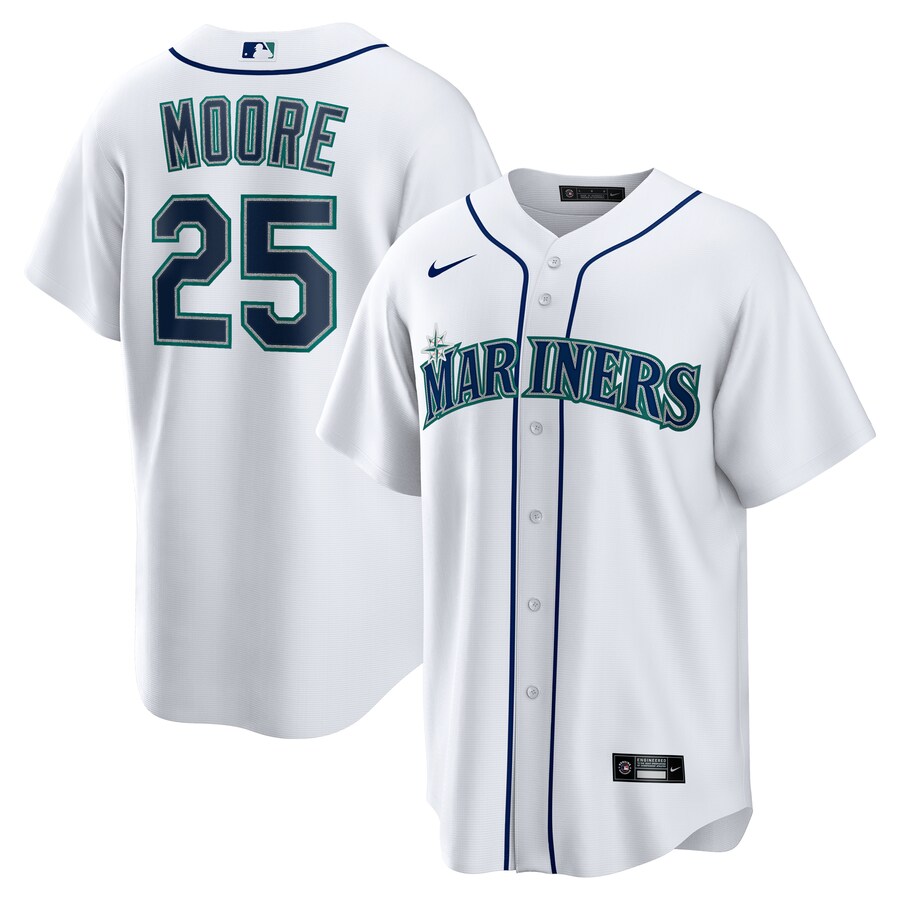 Men's Seattle Mariners Dylan Moore Nike White Home Replica Jersey - Ujersey Shop