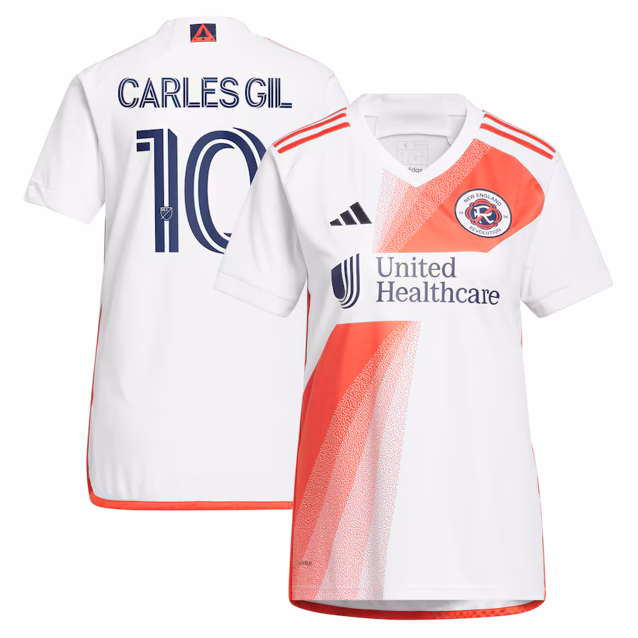 Women's New England Revolution Carles Gil adidas White 2023 Defiance Replica Jersey - Ujersey Shop