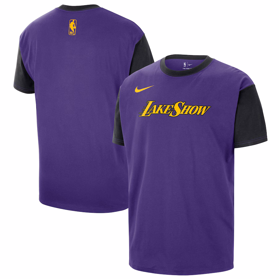 Men's Los Angeles Lakers Nike Purple 2024/25 City Edition Courtside Color Block T-Shirt - Ujersey Shop