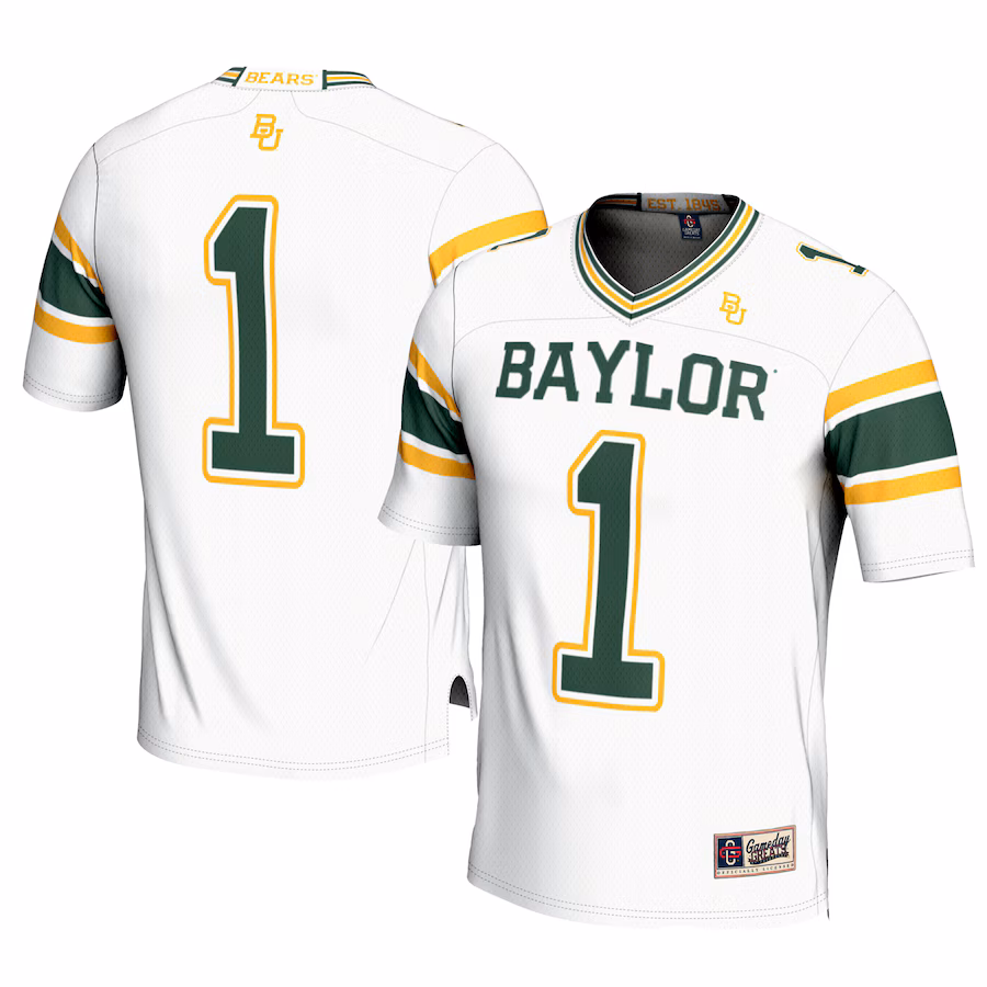 Men's GameDay Greats #1 White Baylor Bears Football Jersey - Ujersey Shop