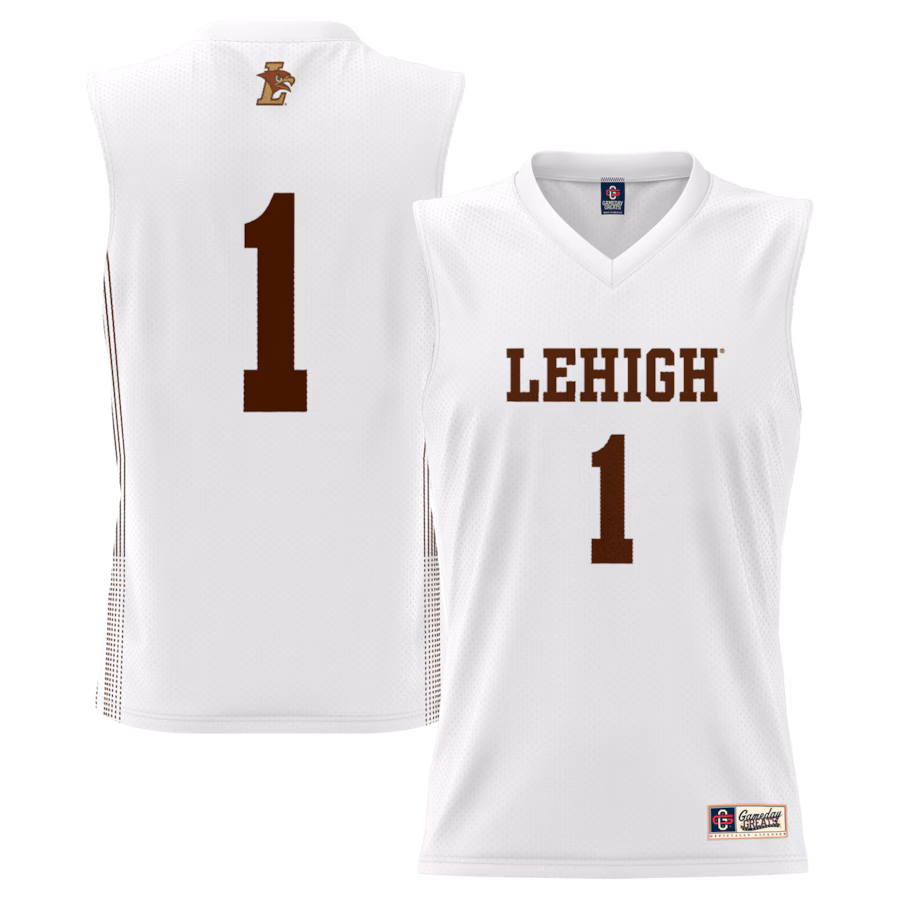 Men's GameDay Greats #1 White Lehigh Mountain Hawks Lightweight Basketball Jersey - Ujersey Shop