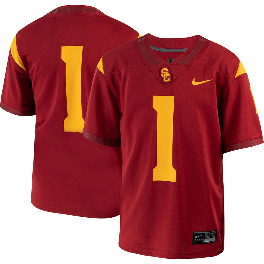 #1 USC Trojans Nike Youth 1st Armored Division Old Ironsides Untouchable Football Jersey - Crimson - Ujersey Shop