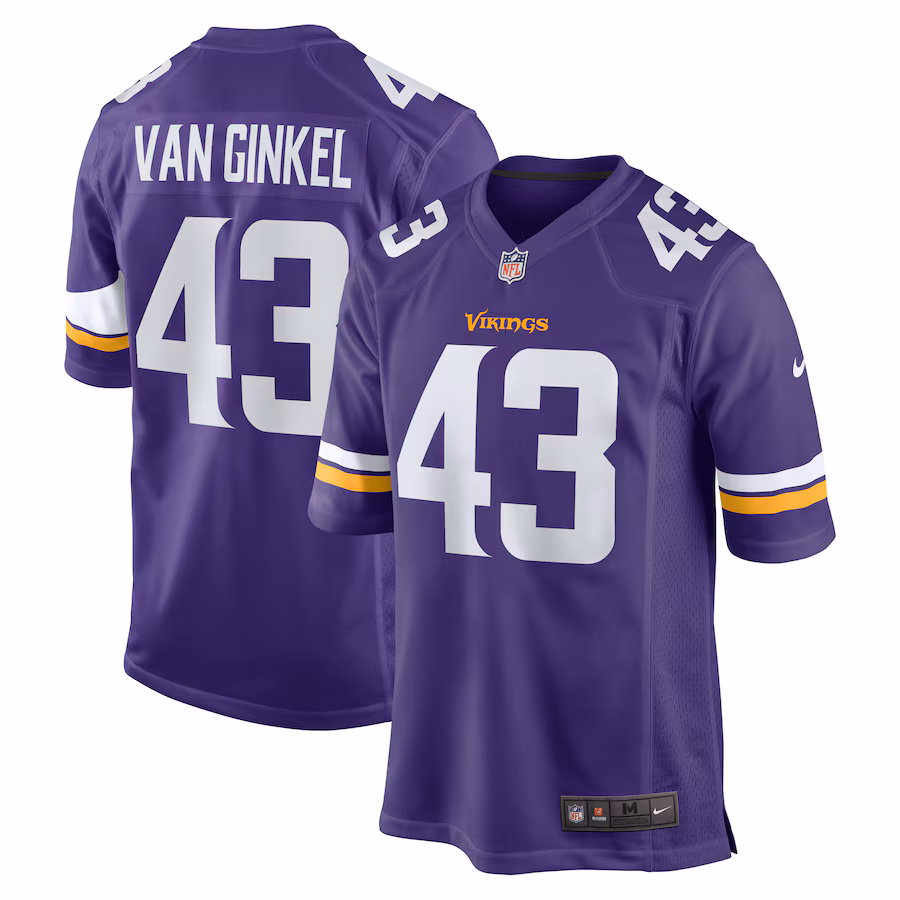 Men's Minnesota Vikings Andrew Van Ginkel Nike  Purple Team Game Jersey - Ujersey Shop