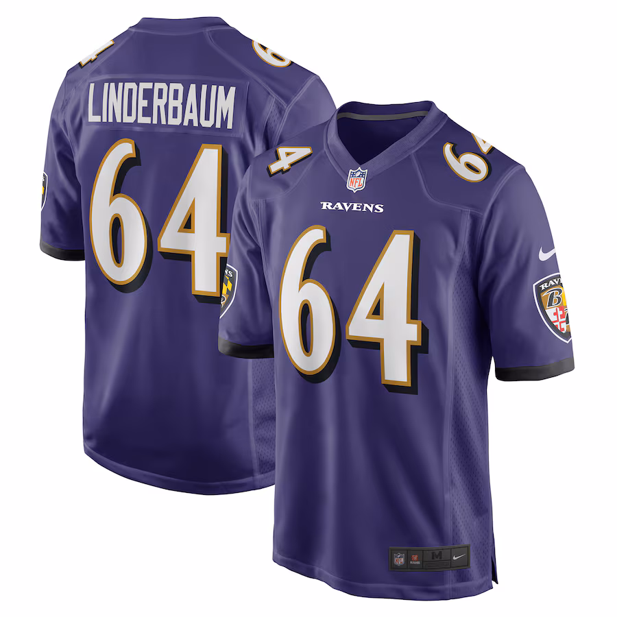 Men's Baltimore Ravens Tyler Linderbaum Nike Purple Player Game Jersey - Ujersey Shop