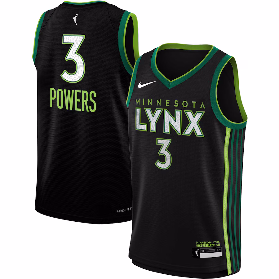 Youth Minnesota Lynx Aerial Powers Nike Black 2023 Rebel Edition Victory Player Jersey - Ujersey Shop