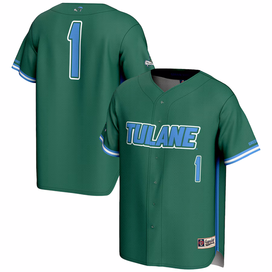 Men's GameDay Greats #1 Green Tulane Green Wave Lightweight Baseball Jersey - Ujersey Shop