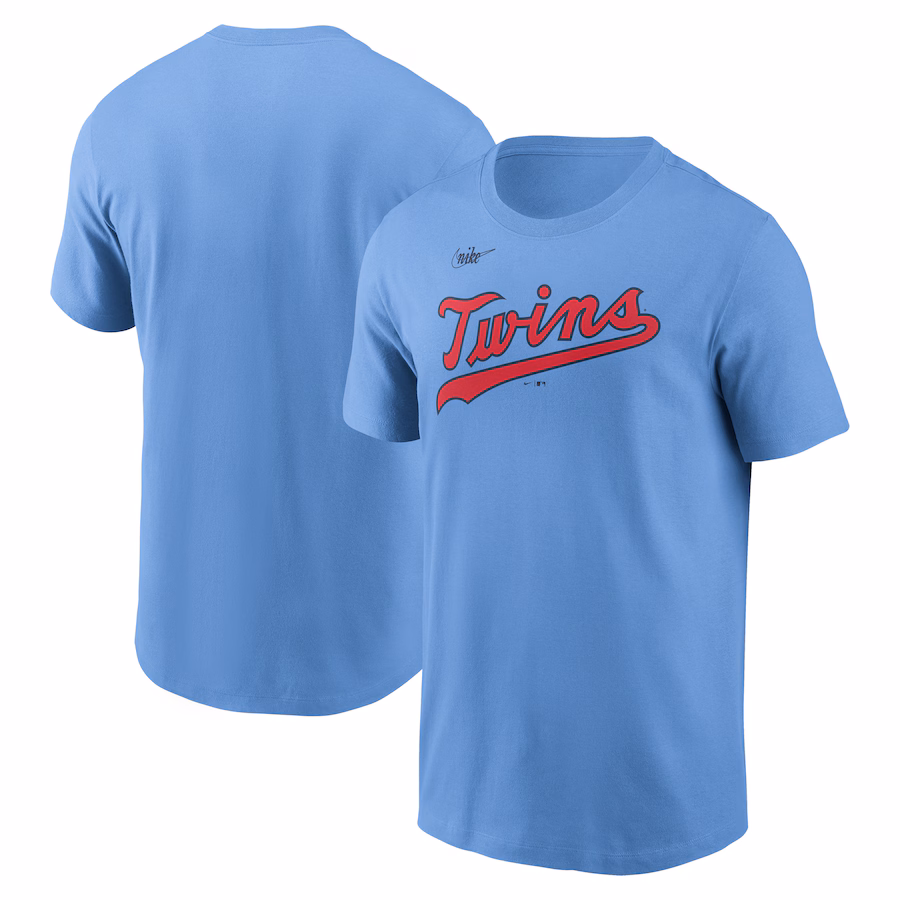 Men's Minnesota Twins Nike Light Blue Cooperstown Wordmark T-Shirt - Ujersey Shop