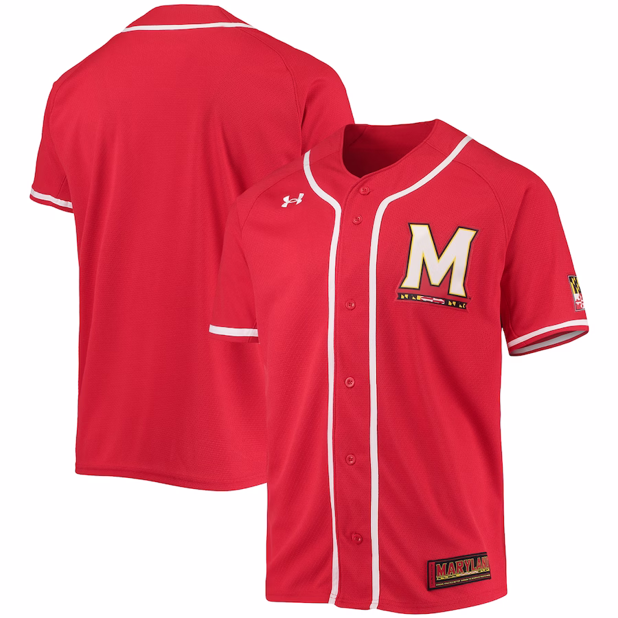 Maryland Terrapins Under Armour Replica Baseball Jersey - Red - Ujersey Shop