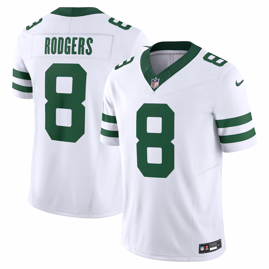 Men's New York Jets Aaron Rodgers Nike Legacy White Vapor F.U.S.E. Limited Jersey - Ujersey Shop