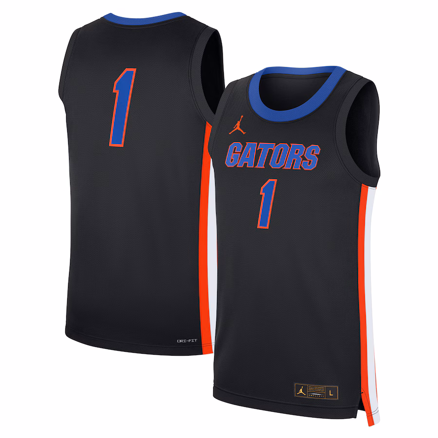 Men's Jordan Brand #1 Black Florida Gators Alternate Replica Jersey - Ujersey Shop
