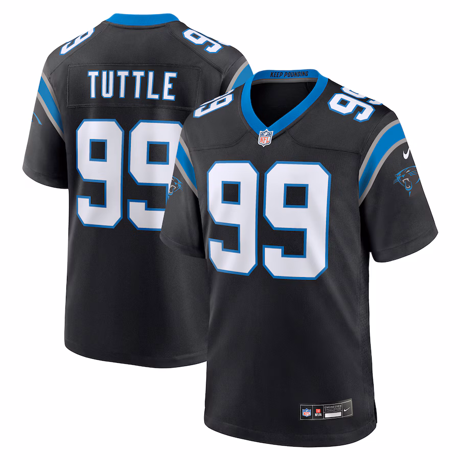 Men's Carolina Panthers Shy Tuttle Nike Black Game Player Jersey - Ujersey Shop