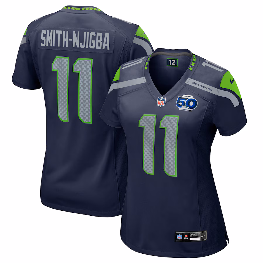 Women's Seattle Seahawks Jaxon Smith-Njigba Nike College Navy Team 50th Season Game Jersey - Ujersey Shop