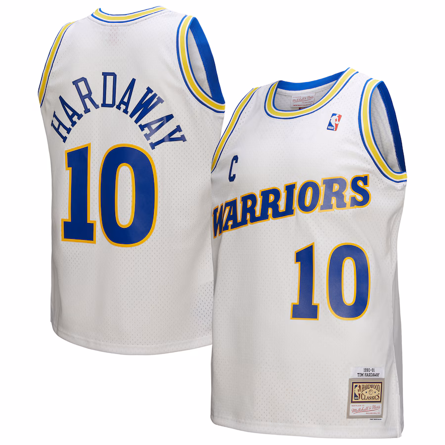 Men's Golden State Warriors Tim Hardaway Mitchell & Ness White Hardwood Classics 1990/91 Swingman Jersey - Ujersey Shop