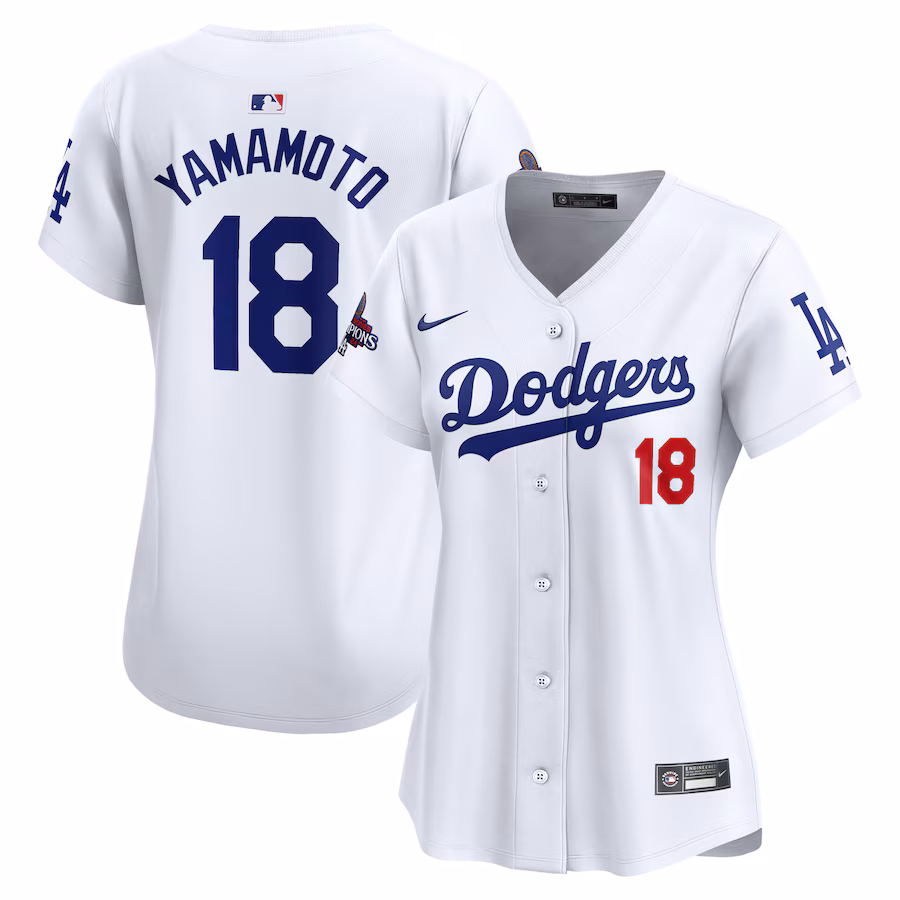 Women's Los Angeles Dodgers Yoshinobu Yamamoto Nike White 2024 World Series Champions Home Limited Player Jersey - Ujersey Shop