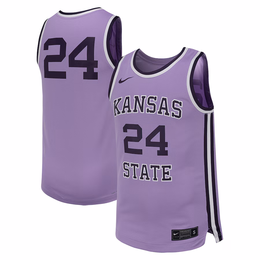 #24 Kansas State Wildcats Nike Replica Basketball Jersey - Lavender - Ujersey Shop