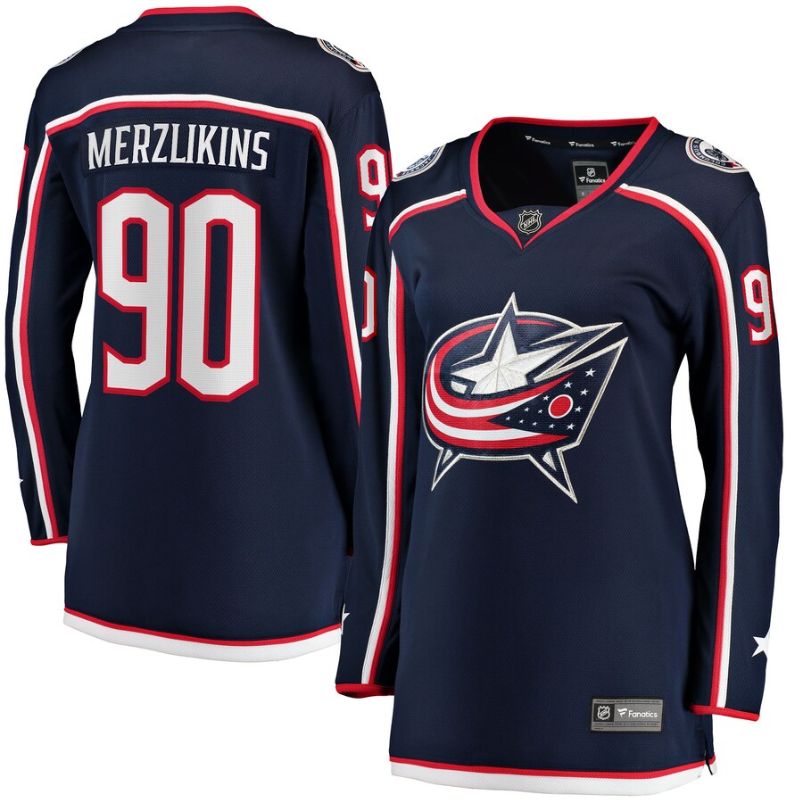 Women's Columbus Blue Jackets Elvis Merzlikins Fanatics Branded Navy Home Breakaway Jersey - Ujersey Shop