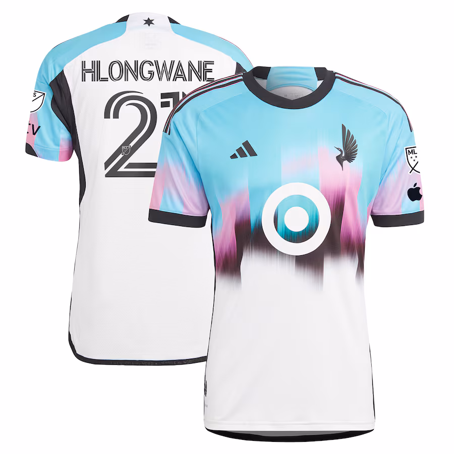 Men's Minnesota United FC Bongokuhle Hlongwane adidas White 2023 The Northern Lights Kit Authentic Jersey - Ujersey Shop