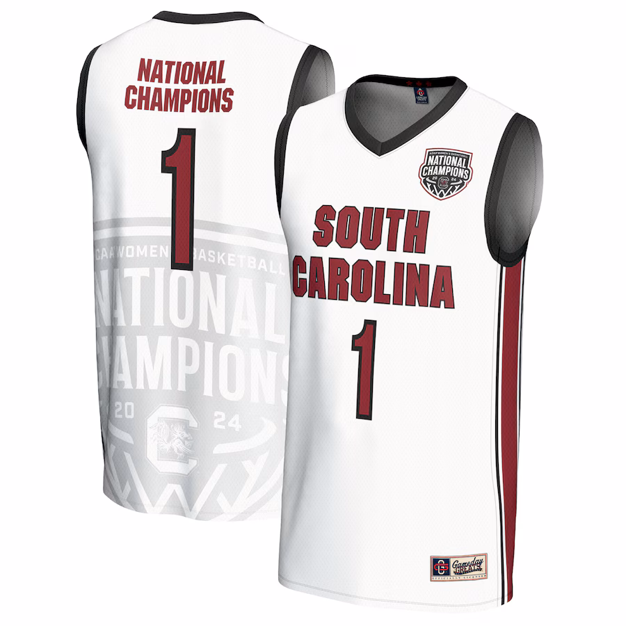 South Carolina Gamecocks  GameDay Greats White Adult Lightweight 2024 Women's Basketball National Champions Fashion Jersey - Ujersey Shop