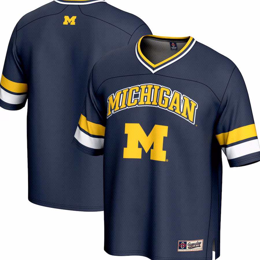 Men's GameDay Greats Navy Michigan Wolverines Spirit Football Jersey - Ujersey Shop