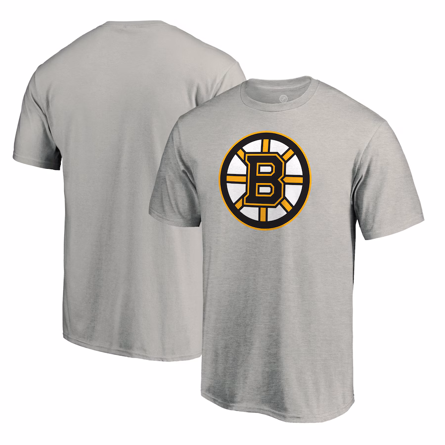 Men's Boston Bruins Heather Gray Primary Logo T-Shirt - Ujersey Shop