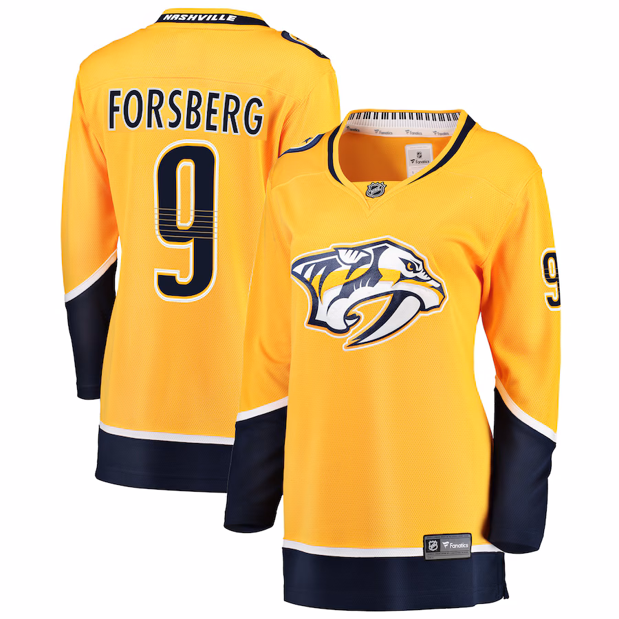 Women's Nashville Predators Filip Forsberg Fanatics Gold Breakaway Player Jersey - Ujersey Shop