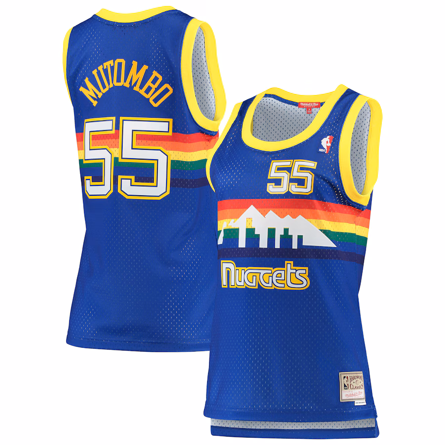 Women's Denver Nuggets Dikembe Mutombo Mitchell & Ness Royal 1991/92 Hardwood Classics Swingman Jersey - Ujersey Shop