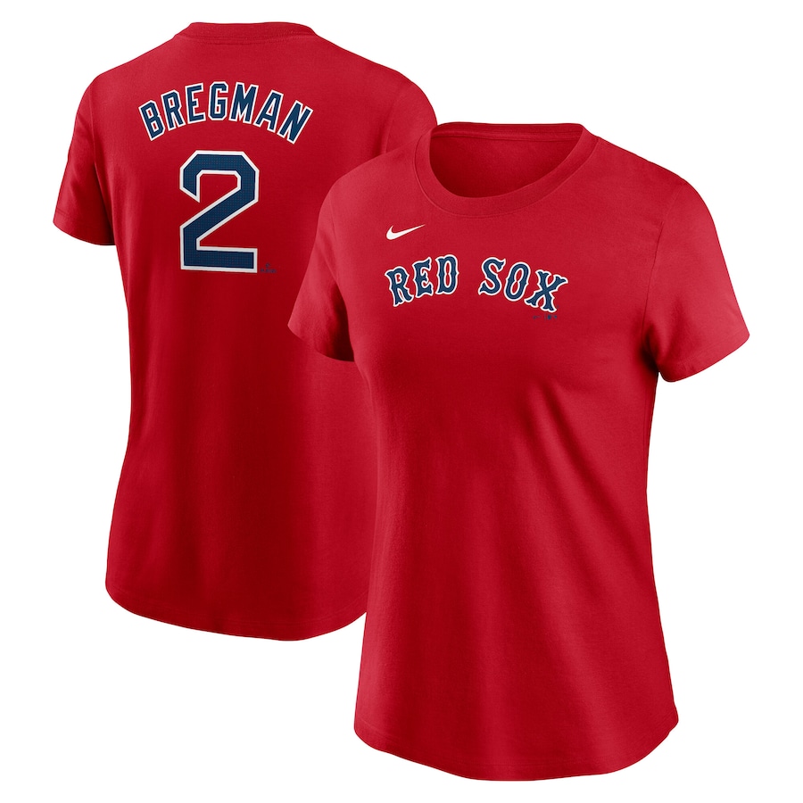 Women's Boston Red Sox Alex Bregman Nike Red Fuse Name & Number T-Shirt - Ujersey Shop