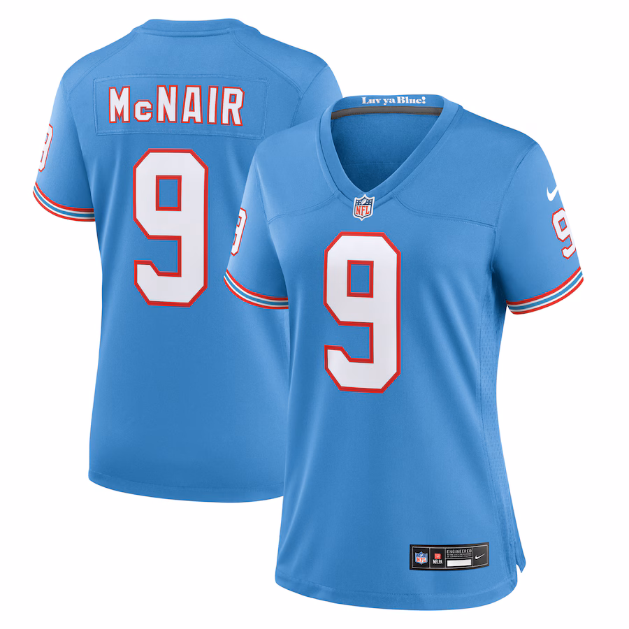 Women's Tennessee Titans Steve McNair Nike Light Blue Oilers Throwback Retired Player Game Jersey - Ujersey Shop