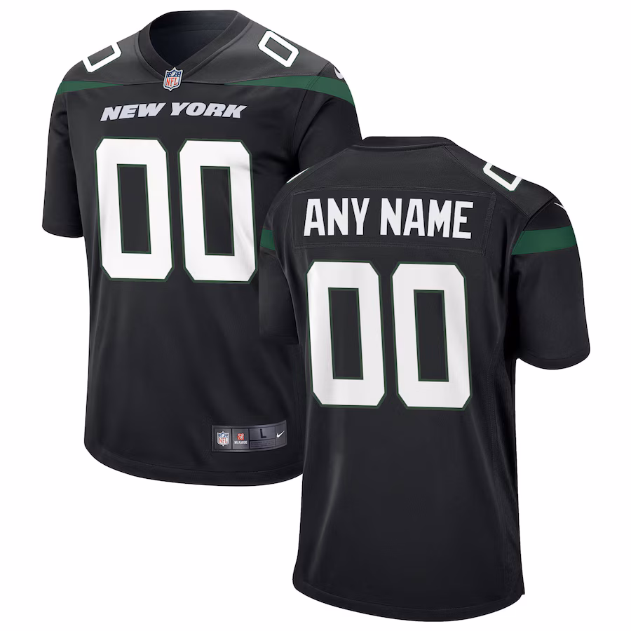 Men's New York Jets Nike Stealth Black Alternate Custom Game Jersey - Ujersey Shop