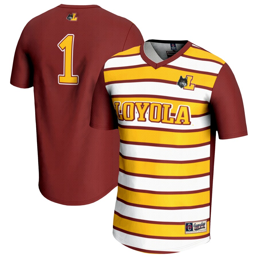 Youth GameDay Greats #1 Maroon Loyola Chicago Ramblers Lightweight Soccer Fashion Jersey - Ujersey Shop