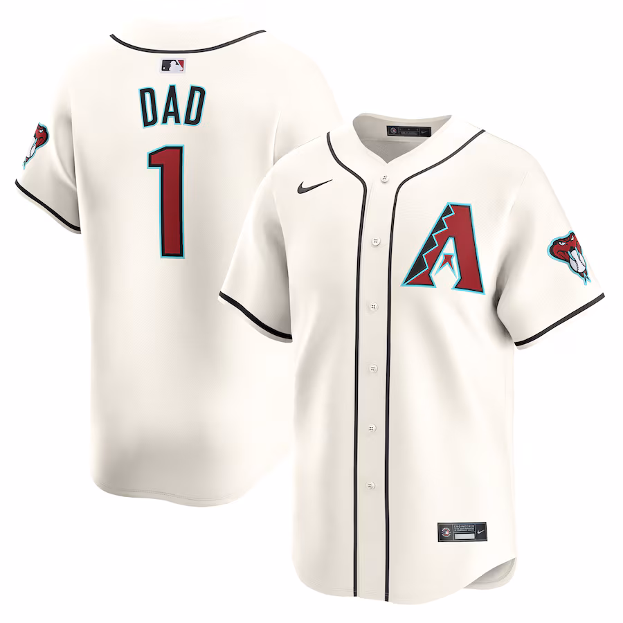 Men's Arizona Diamondbacks Nike White #1 Dad Home Limited Jersey - Ujersey Shop