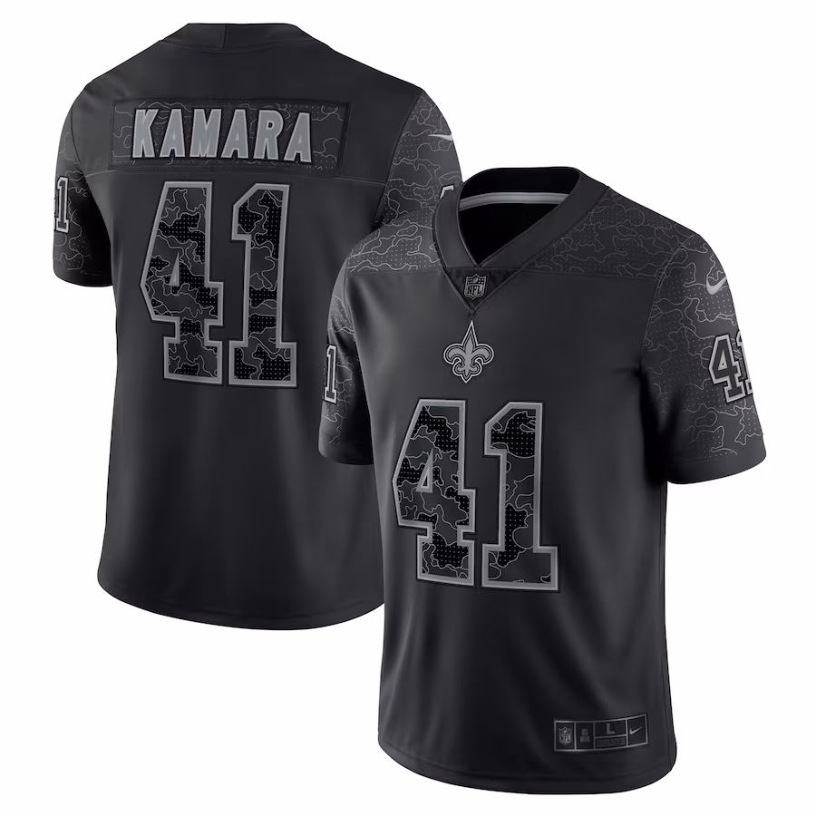 Men's New Orleans Saints Alvin Kamara Nike Black RFLCTV Limited Jersey - Ujersey Shop