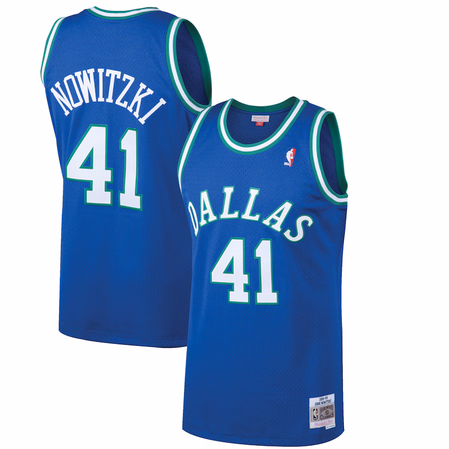Men's Dallas Mavericks Dirk Nowitzki Mitchell & Ness Blue 1998/99 Hardwood Classics Swingman Jersey - Ujersey Shop