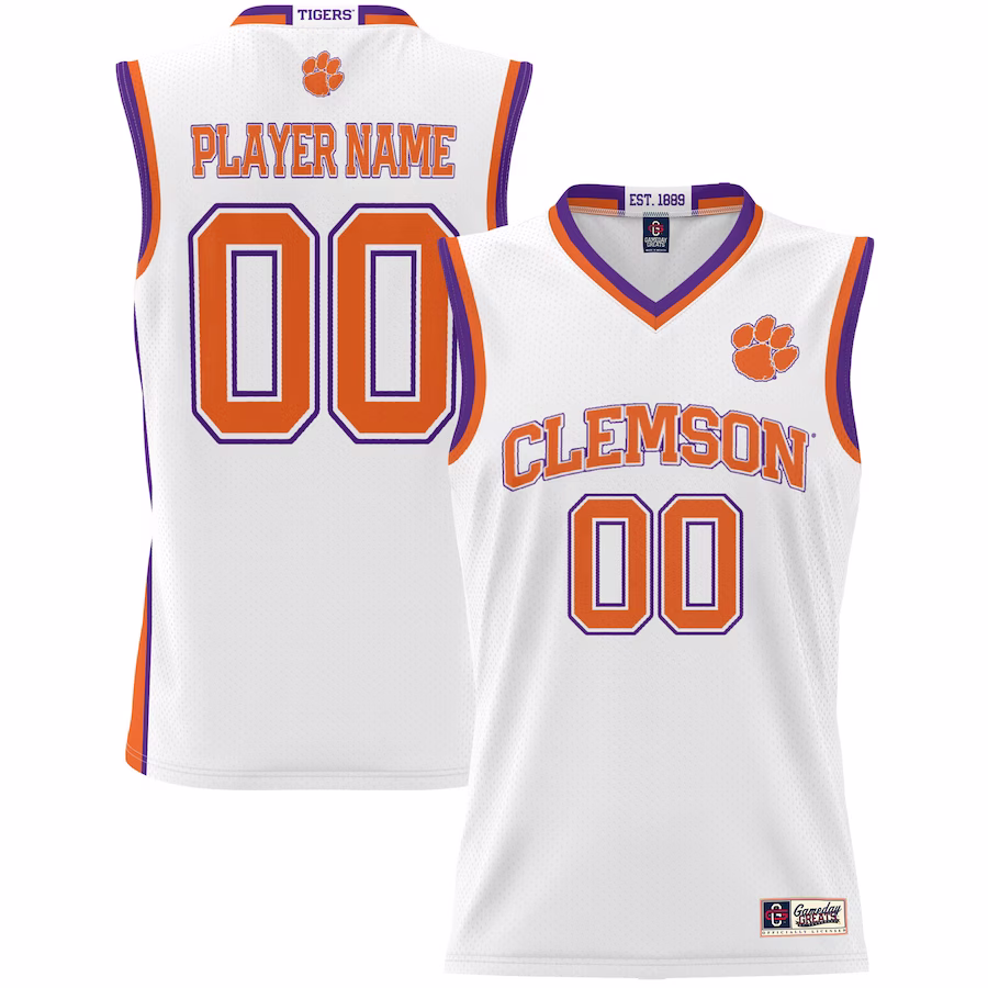 Clemson Tigers GameDay Greats Unisex  Lightweight NIL Pick-A-Player Basketball Jersey - White - Ujersey Shop
