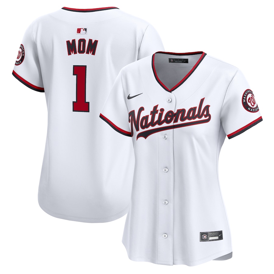 Women's Washington Nationals Nike White #1 Mom Home Limited Jersey - Ujersey Shop