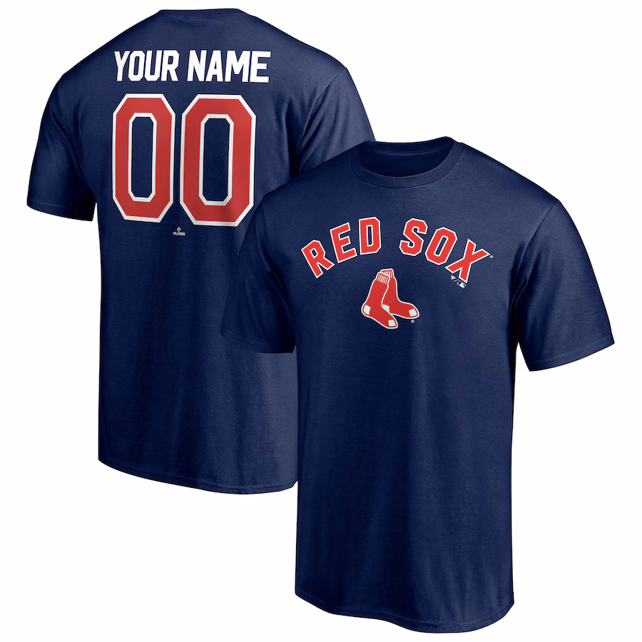 Men's Boston Red Sox Navy Personalized Team Winning Streak Name & Number T-Shirt - Ujersey Shop